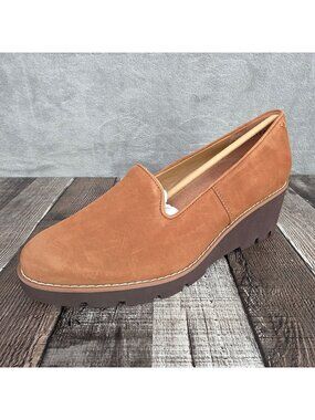 Vionic Willa Wedges 11 Wide Toffee Brown Suede Leather Orthopedic Supportive New